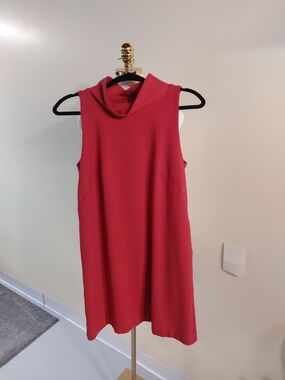 Ann Taylor Sleeveless Red Cowl-Neck Shift Dress